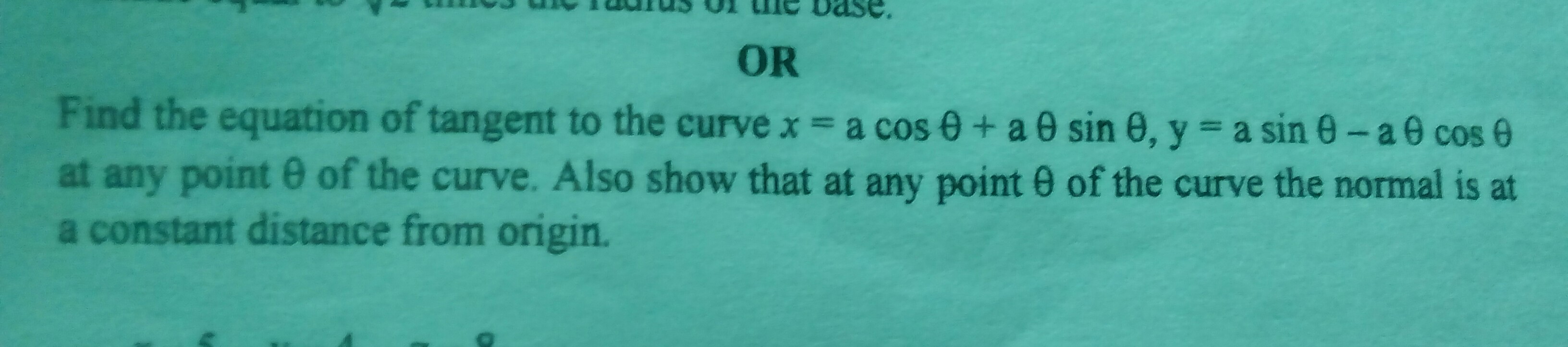 Question image for find the eqn of tangent to the curve ,also show t